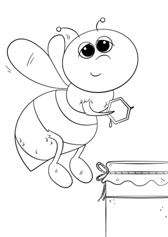 Cartoon Honey Bee Coloring Page